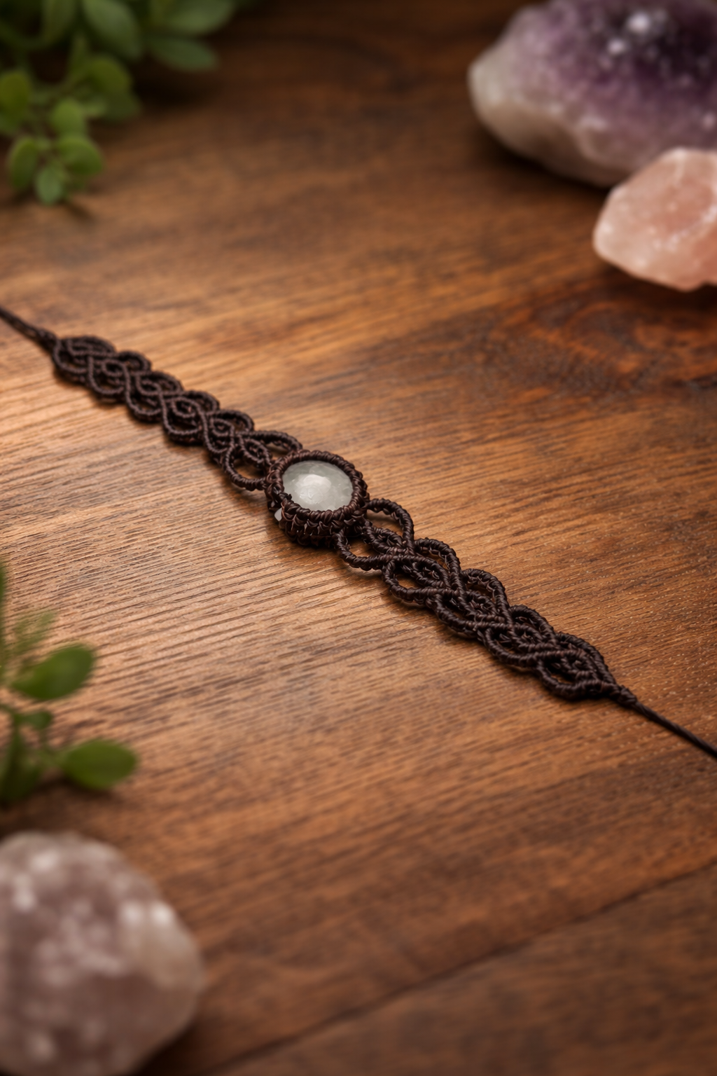 Bergkristall Makramee Armband – Klarheit & pure Energie